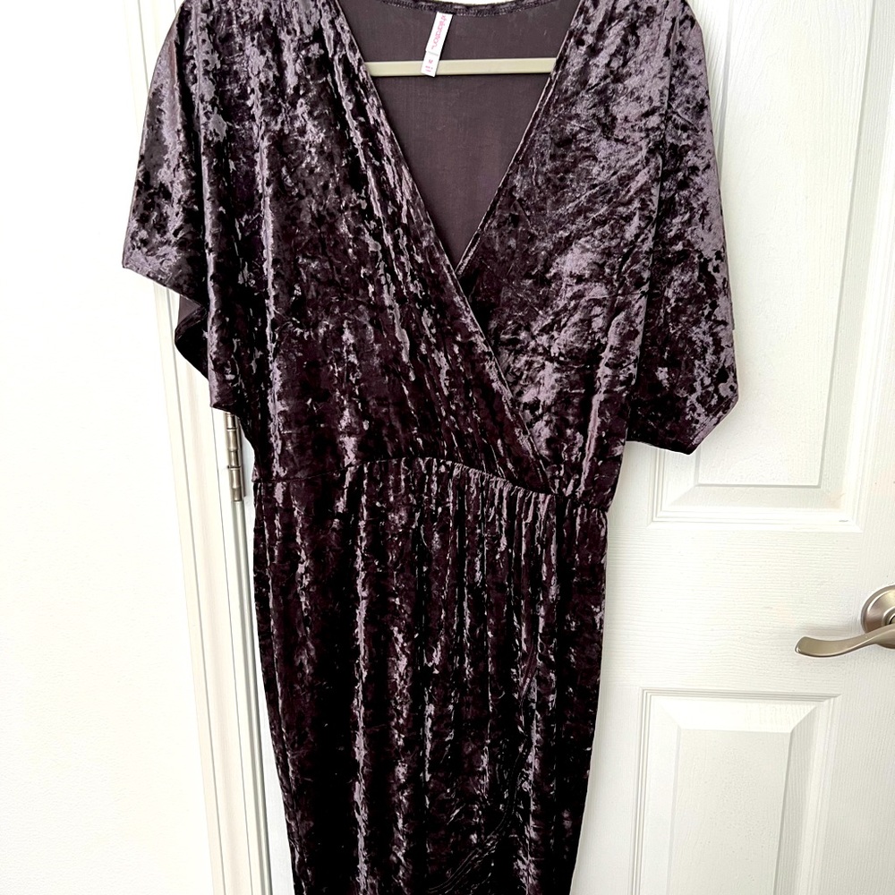 Purple crushed velvet dress